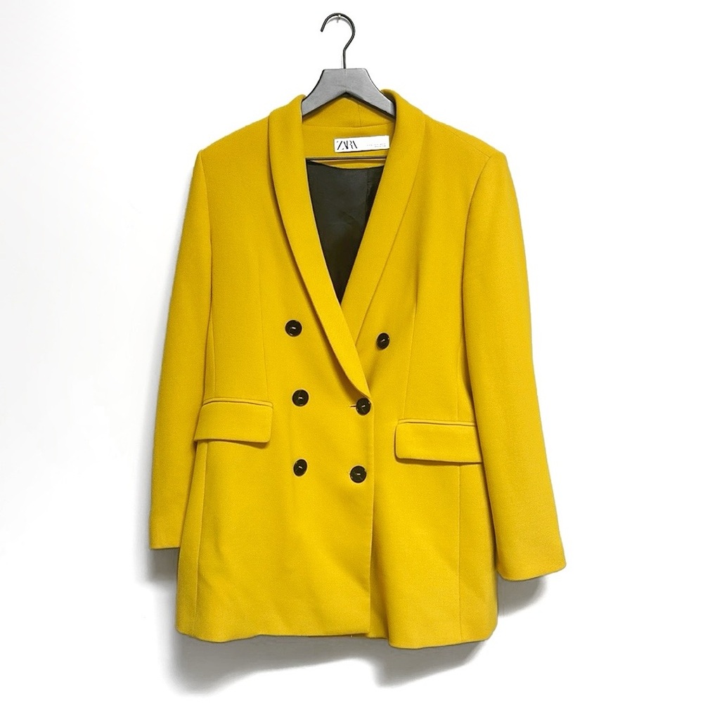 ZARA | 🍂 double breasted mustard yellow double breasted blazer jacket | size XL